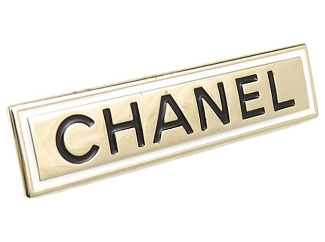 Chanel Brosche mit vergoldeter Logo-Plakette Gold Golden - Ansicht 2