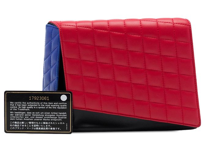 Clutch Chanel Fresh Air in pelle d'agnello matelassé rossa Rosso - vista 7