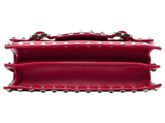 Bolsa de Ombro com Aba Rockstud em Couro Vermelho Valentino - vista 3