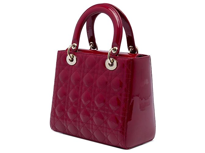 Dior Red Medium Patent Cannage Lady Dior Roja Burdeos - vista 2