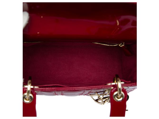 Dior Red Medium Patent Cannage Lady Dior Roja Burdeos - vista 4