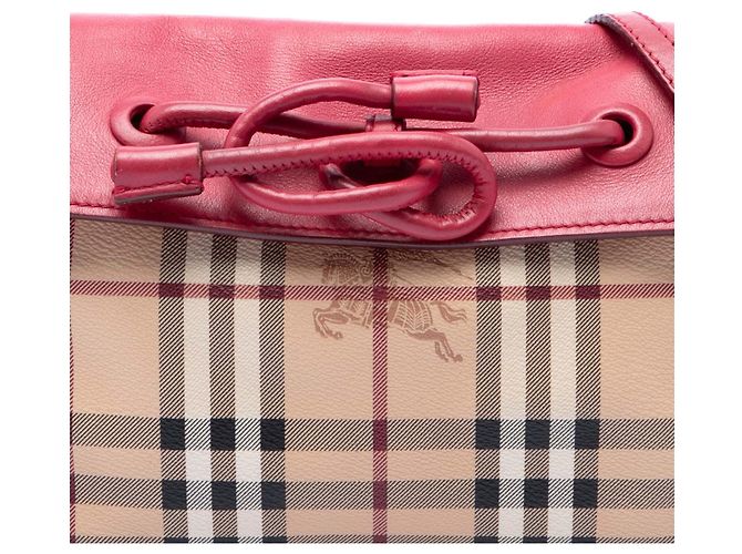 Burberry Beige Haymarket Check Coated Canvas Leah Crossbody - vista 6