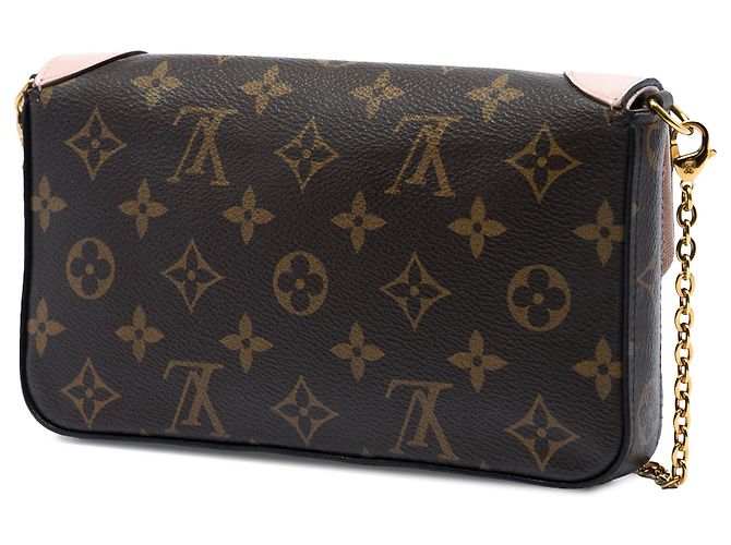 Louis Vuitton Brown Monogram Pochette Felicie Valentine Dog Marrone - vista 2