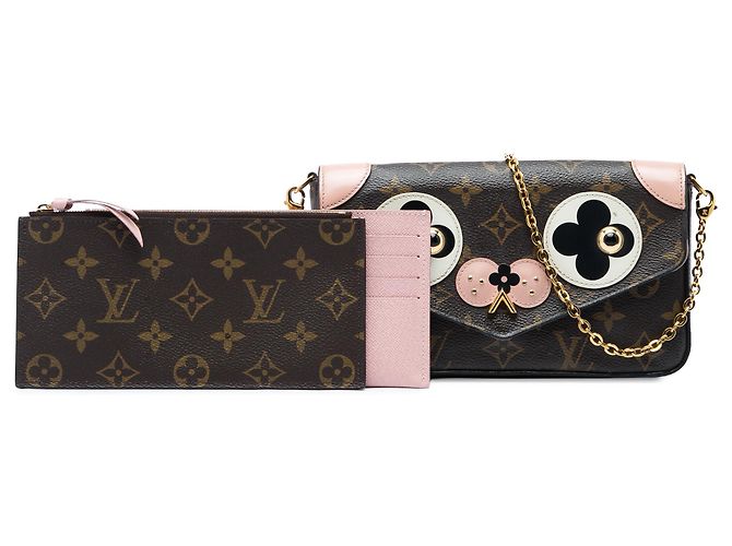 Louis Vuitton Brown Monogram Pochette Felicie Valentine Dog Marrone - vista 6
