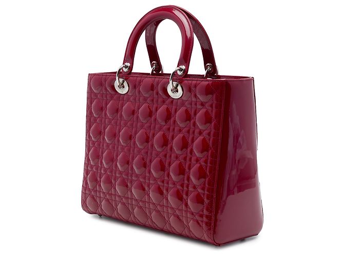 Dior Red Large Patent Cannage Lady Dior Rosso Bordò - vista 2