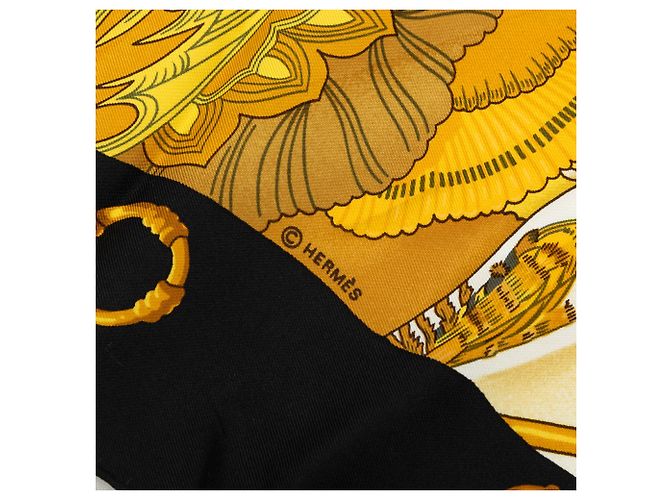 Lenço de seda Hermès Gold Soleil de Soie 90 - vista 4