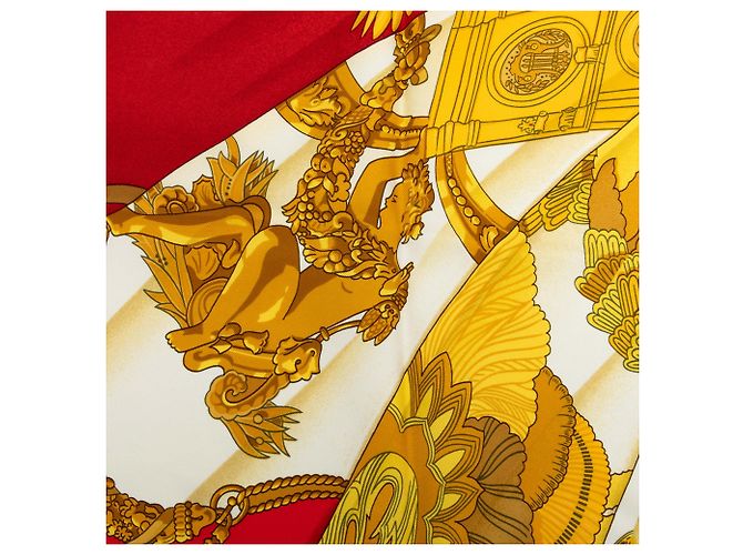 Lenço de seda Hermès Gold Soleil de Soie 90 - vista 7