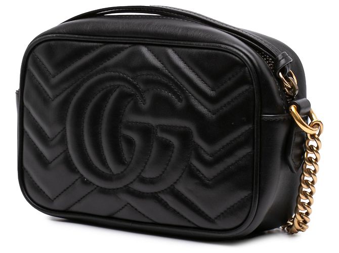 Gucci Mini Borsa a Tracolla GG Marmont in Pelle di Vitello Matelassé Nera Nero - vista 2