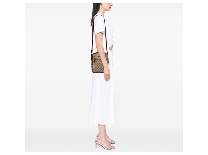 Borsa a tracolla Gucci in tela GG beige - vista 6