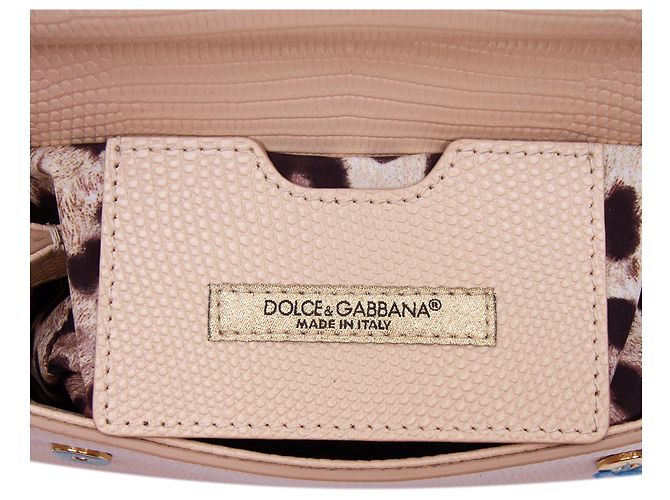 Borsa Dolce & Gabbana Miss Sicily in vitello embossed iguana marrone, piccola Beige - vista 5