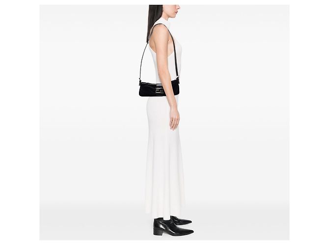 Borsa a Tracolla Baguette Fendi in Jersey Nero - vista 6