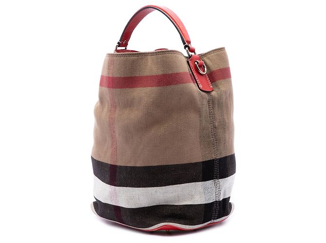 Burberry Ashby Bucket Bag aus Mega Check Canvas in Braun, Medium Hellbraun - Ansicht 2