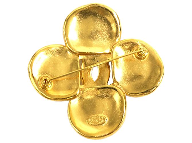 Broche de flor Chanel Gold CC chapado en oro Dorado - vista 2