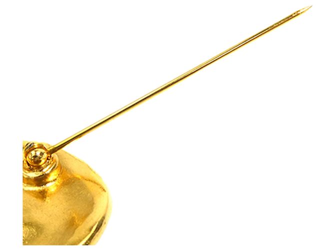 Broche de flor Chanel Gold CC chapado en oro Dorado - vista 7