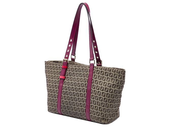 Fendi Beige Zucchino Canvas Superstar Tote Lila - Ansicht 2