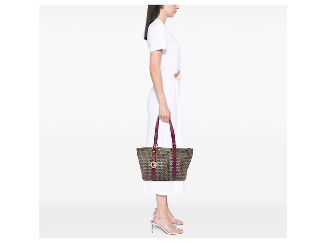 Fendi Beige Zucchino Canvas Superstar Tote Lila - Ansicht 5