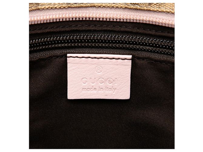 Tote Gucci em tela GG bege com faixa Web - vista 5
