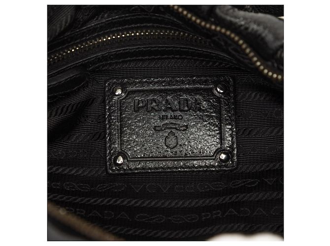 Sac Hobo Prada en cuir Cervo Lux plissé noir - vue 5