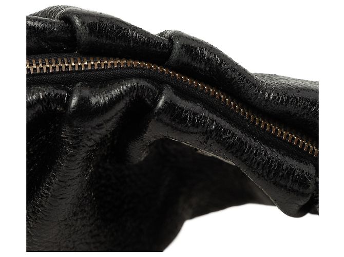 Sac Hobo Prada en cuir Cervo Lux plissé noir - vue 6