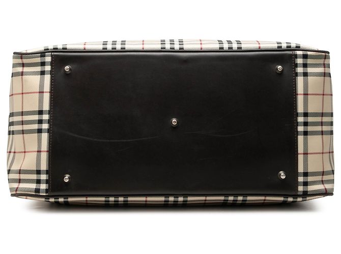 Borsa Boston Burberry Beige House Check Canvas - vista 3
