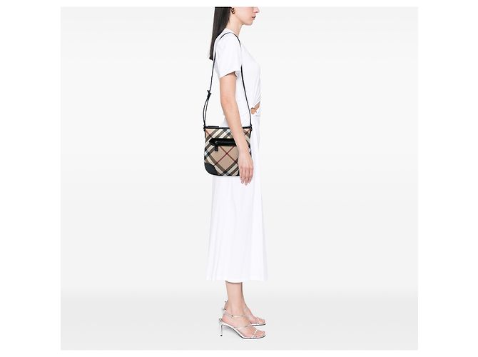 Burberry Beige Supernova Check Coated Canvas Dryden Crossbody - vista 5