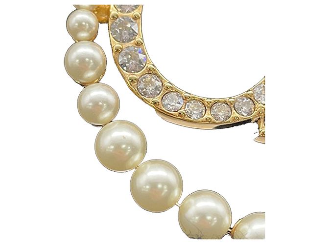 Dior Gold Plated Faux Pearl Strass Clair D Lune Brosche Golden - Ansicht 5