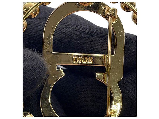 Dior Gold Plated Faux Pearl Strass Clair D Lune Brosche Golden - Ansicht 6