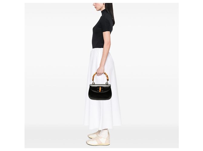 Gucci Black Calfskin Bamboo Night Negro - vista 6