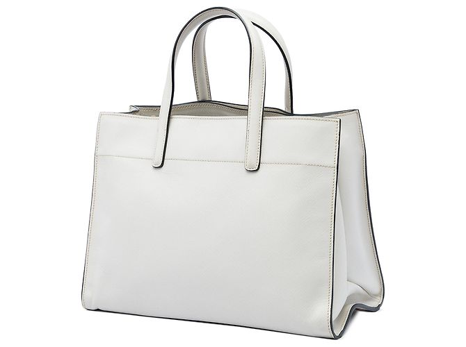 Prada White Saffiano Soft Triple Pocket Tote Branco - vista 2