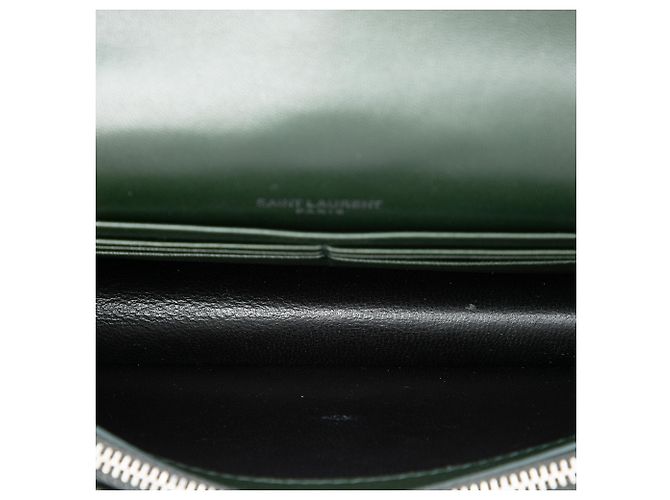 Autre Marque Portafoglio a catena Saint Laurent Kate in velluto verde con monogramma in cristalli e nappa Verde scuro - vista 4