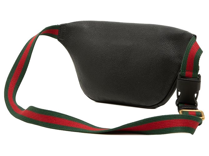 Borsa cintura Gucci Black Small Grained Calfskin Web Logo Nero - vista 2