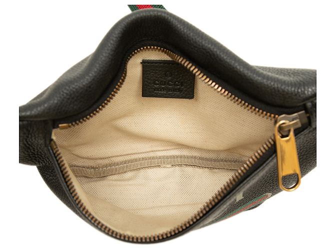 Borsa cintura Gucci Black Small Grained Calfskin Web Logo Nero - vista 4