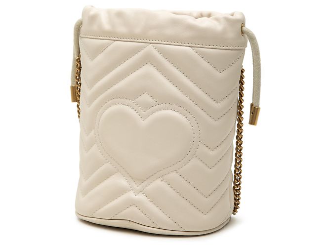 Borsa Secchiello Gucci GG Marmont Matelassé in pelle di vitello bianca Small Bianco - vista 2