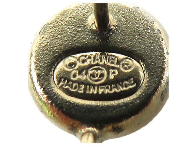 Chanel Gold CC vergoldete Ohrringe mit Kunstperlen und Strass, Stecker Golden - Ansicht 5