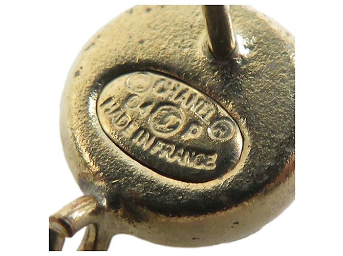 Chanel Gold CC vergoldete Ohrringe mit Kunstperlen und Strass, Stecker Golden - Ansicht 6