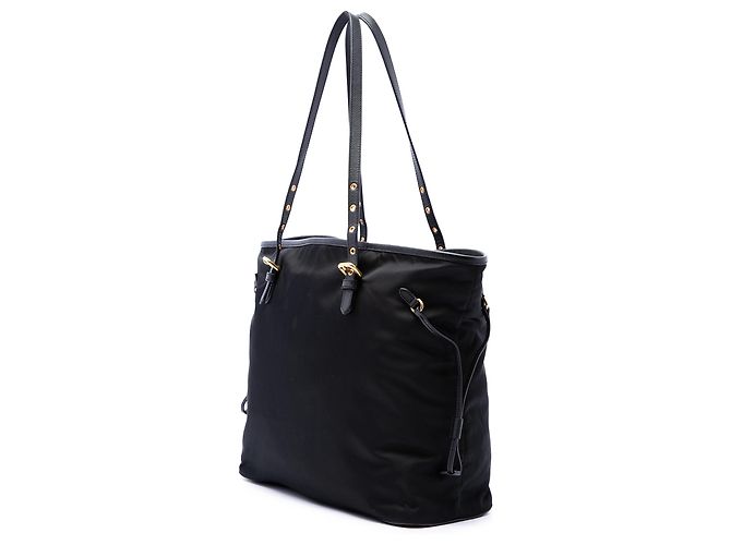 Bolso Tote Prada de Tessuto con ribetes de Saffiano negro - vista 2