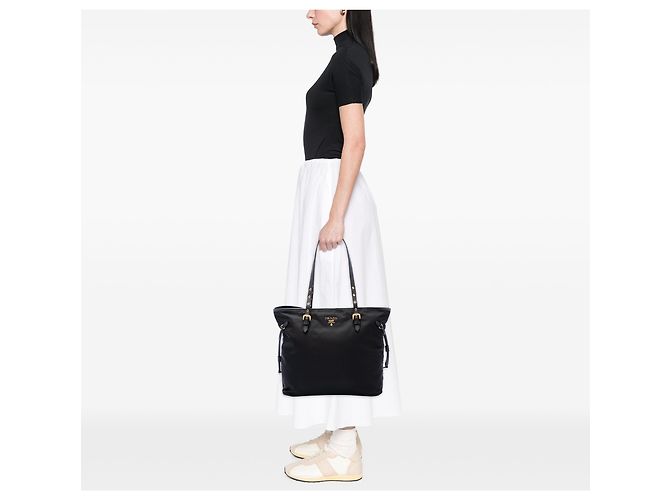 Bolso Tote Prada de Tessuto con ribetes de Saffiano negro - vista 6