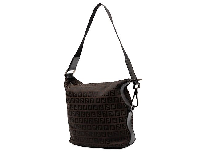 Borsa a tracolla Fendi in tela Zucchino marrone Marrone scuro - vista 2