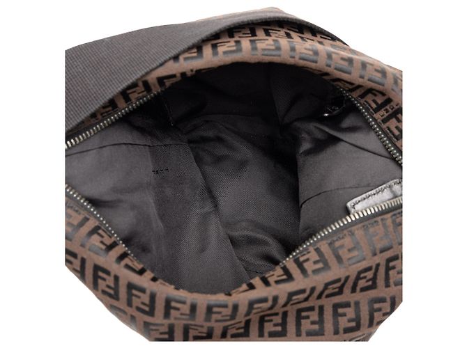 Borsa a tracolla Fendi in tela Zucchino marrone Marrone scuro - vista 4