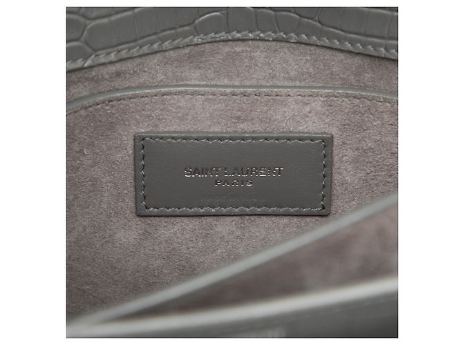 Autre Marque Saint Laurent Gray Medium Croc Embossed Leather Monogram Sunset Crossbody Braun - Ansicht 5