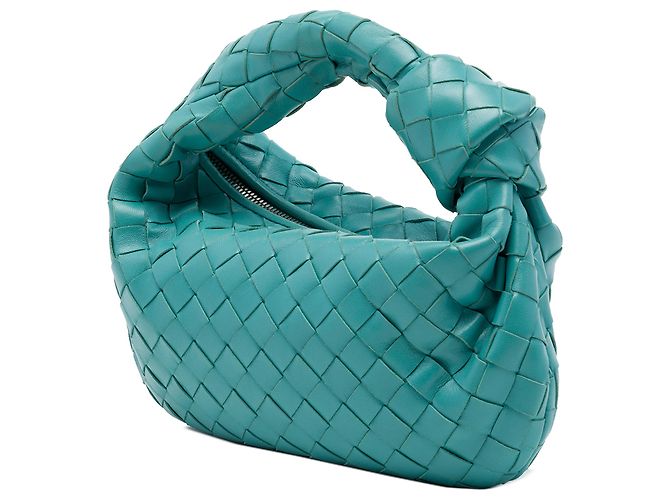 Bottega Veneta Mini Jodie in Nappa Intrecciato Blu Turchese - vista 2