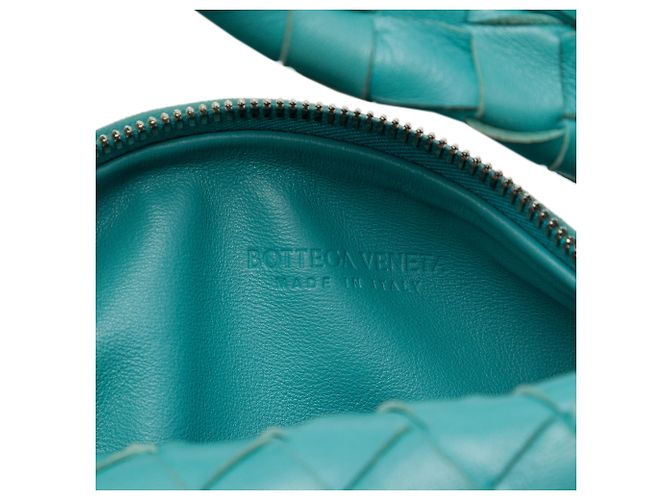 Bottega Veneta Mini Jodie in Nappa Intrecciato Blu Turchese - vista 5