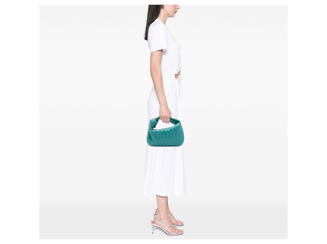 Bottega Veneta Mini Jodie in Nappa Intrecciato Blu Turchese - vista 6