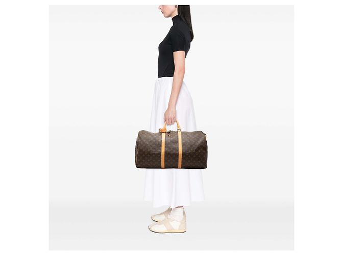 Louis Vuitton Brown Monogram Keepall 55 Castaño - vista 6