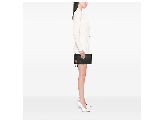 Bamboo Clutch Gucci de piel de becerro negra con bambú Negro - vista 6