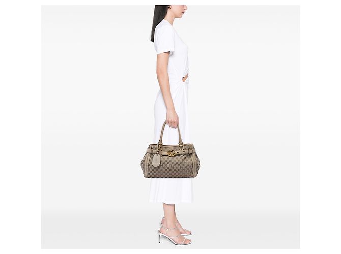 Gucci Running Tote aus beigem GG Canvas - Ansicht 7