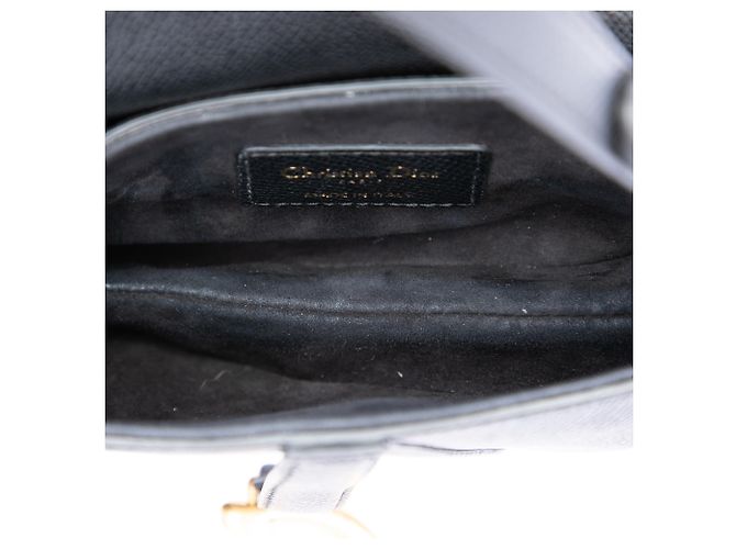 Dior Black Mini Grained Calfskin Saddle Schwarz - Ansicht 4