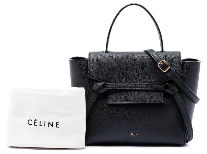 Belt Bag Céline Bolso Cinturón Celine Nano de Piel de Ternera Granulada Negro - vista 7