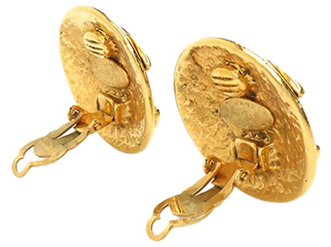Chanel Gold CC vergoldete runde Clip-On Ohrringe Golden - Ansicht 3