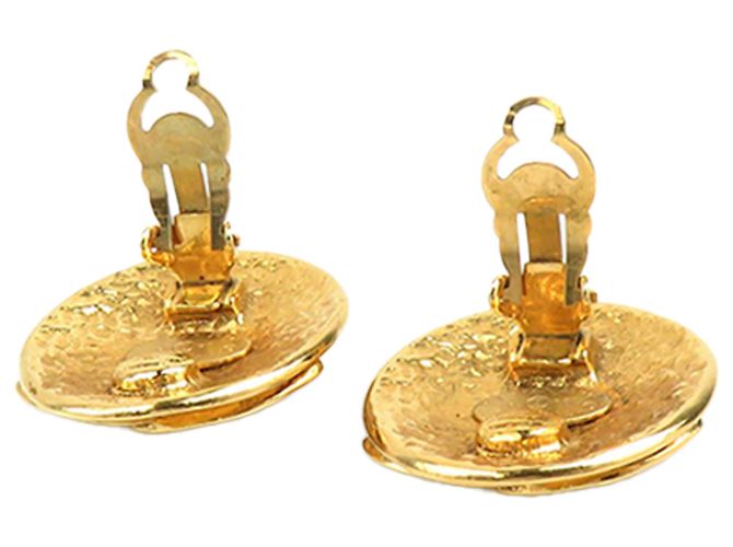Chanel Gold CC vergoldete runde Clip-On Ohrringe Golden - Ansicht 8